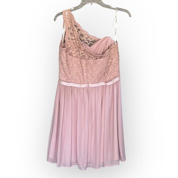 David’s Bridal Dusty Rose Pink One Shoulder Formal Bridesmaid Dress | Sz 8 [120] - Picture 2 of 6